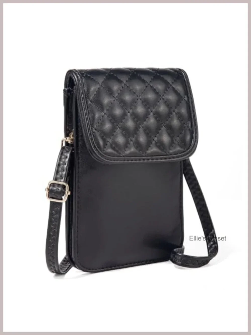Quilted Faux Leather Crossbody Bag with Phone Pocket